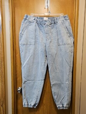 Lane Bryant Light Blue Elastic Waist Denim Jogger Pants
